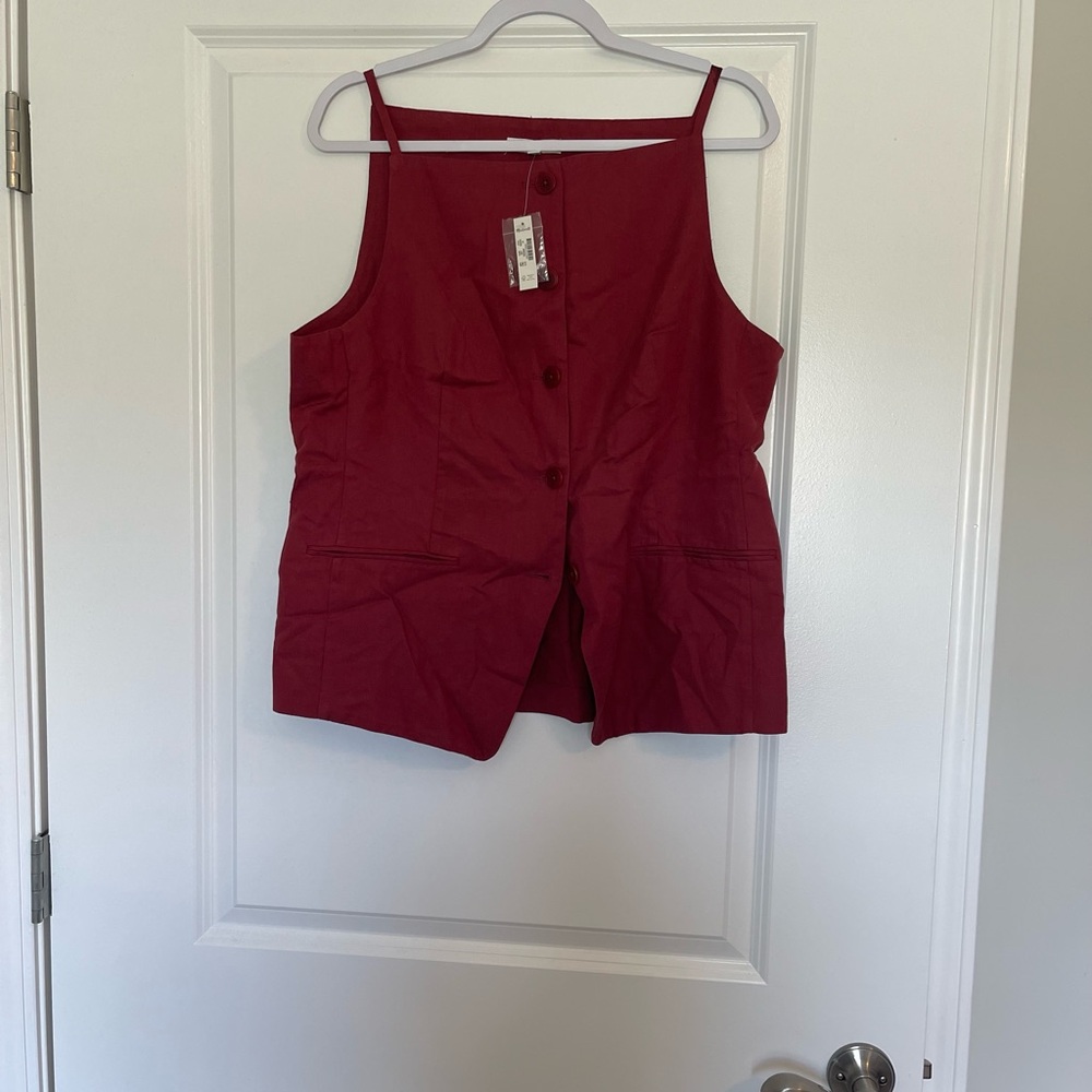 Madewell Burgundy Button-Front Top
